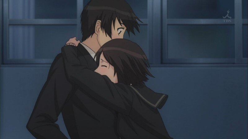 anime couple hugging