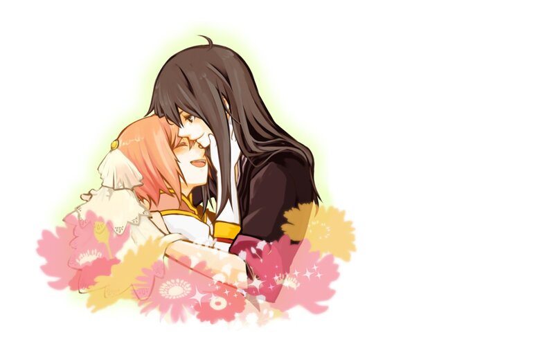 anime couple hugging