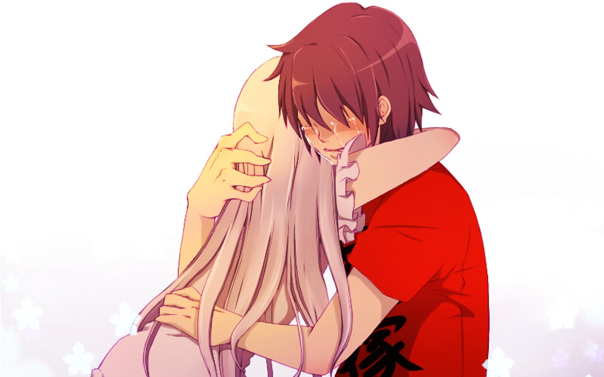 anime couple hugging