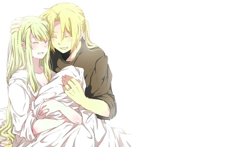 anime couple hugging
