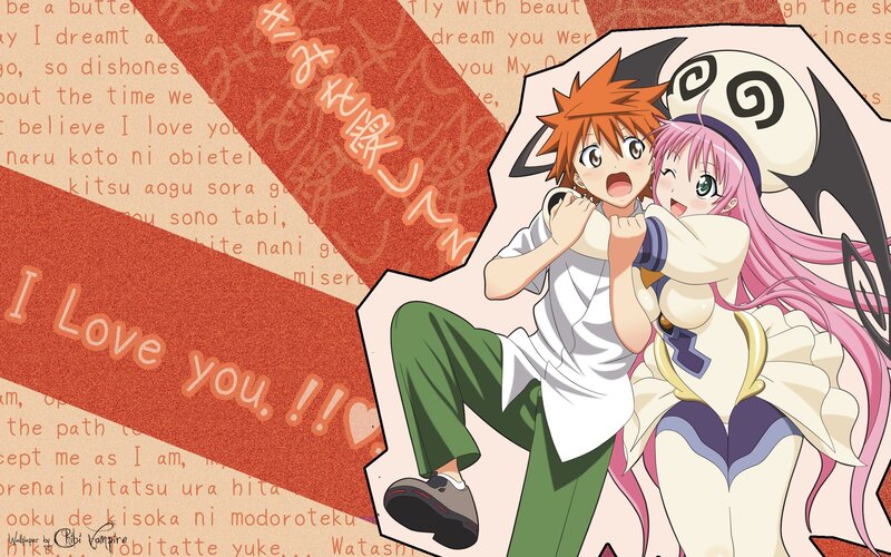 Anime couple hugging