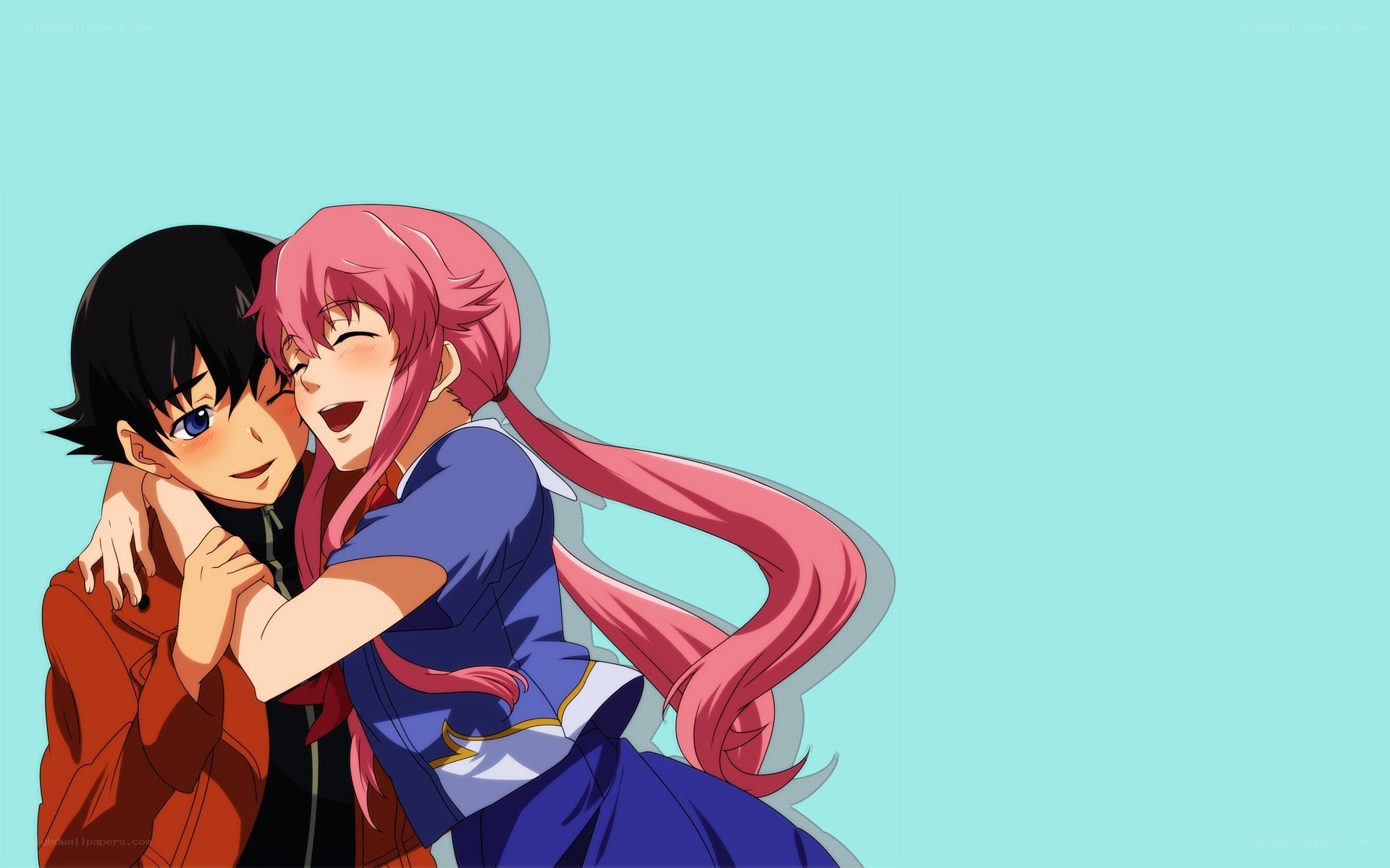 anime couple hugging