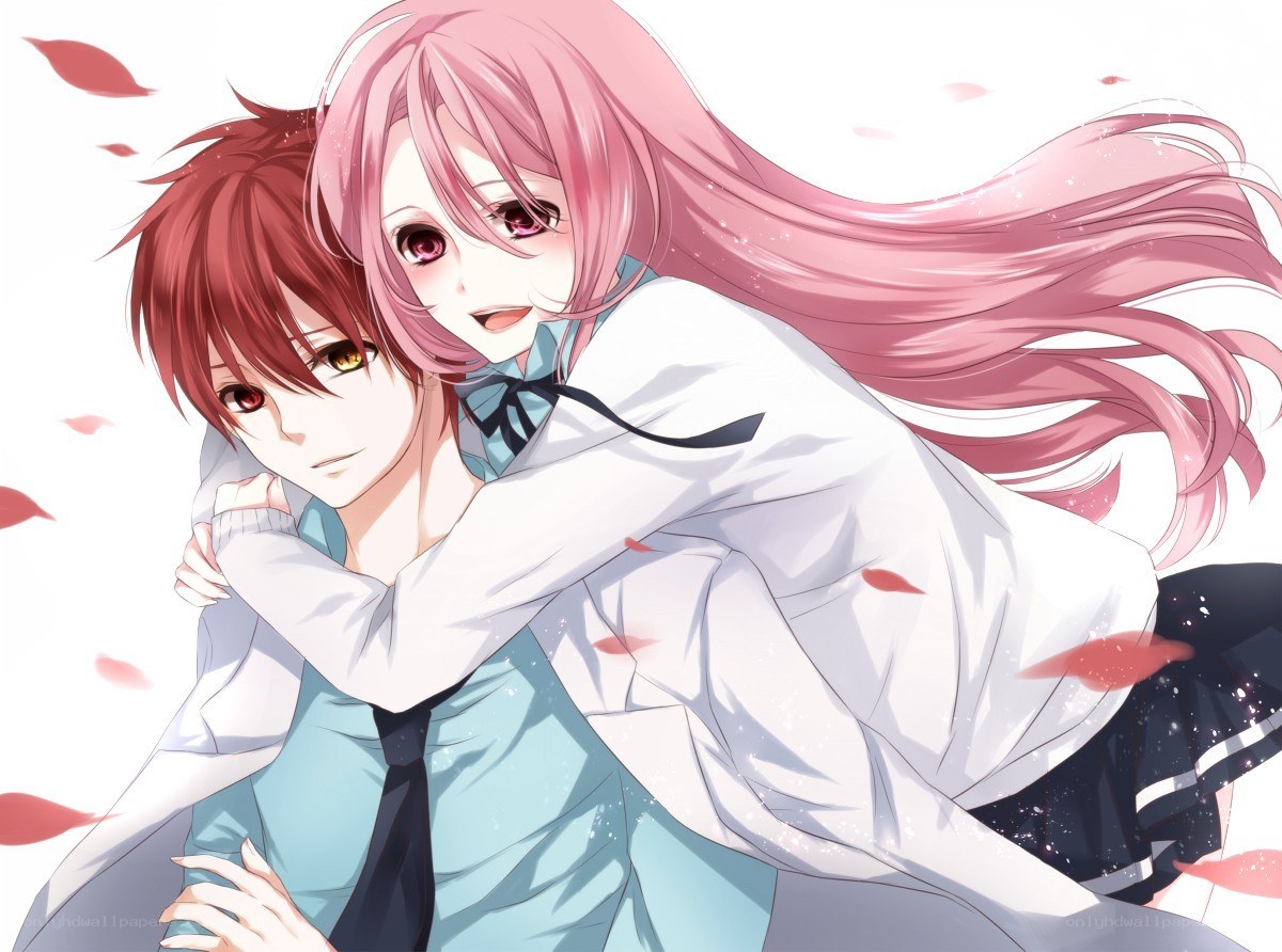 Anime couple hugging