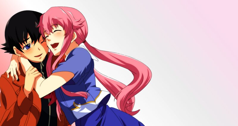 anime couple hugging