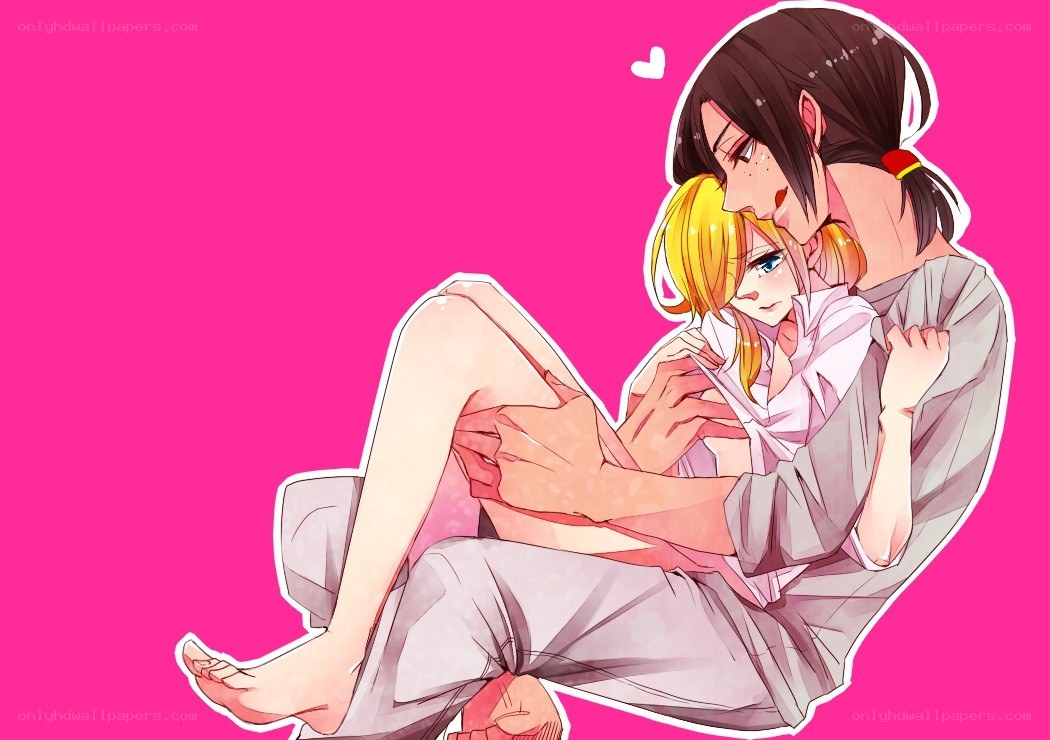 Anime couple hugging