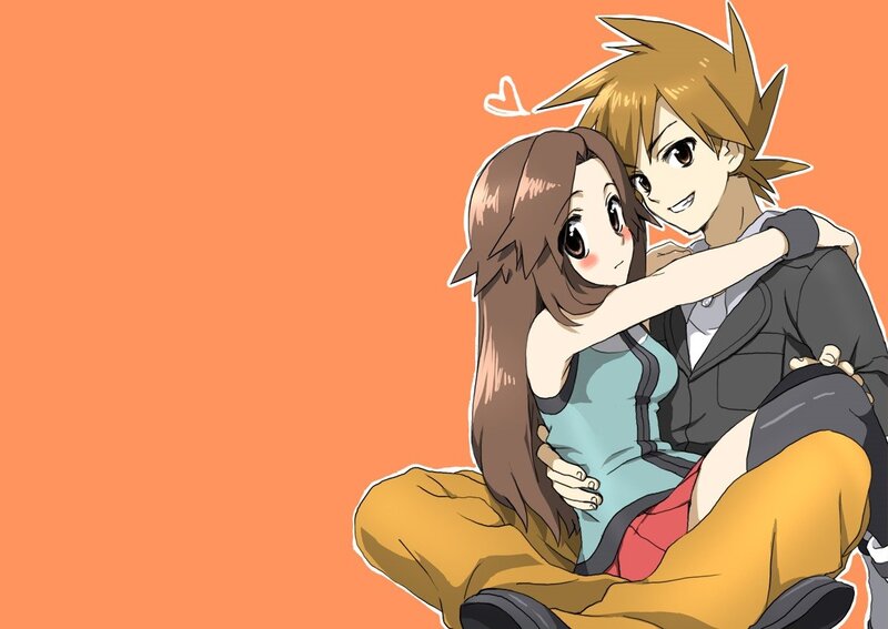 anime couple hugging