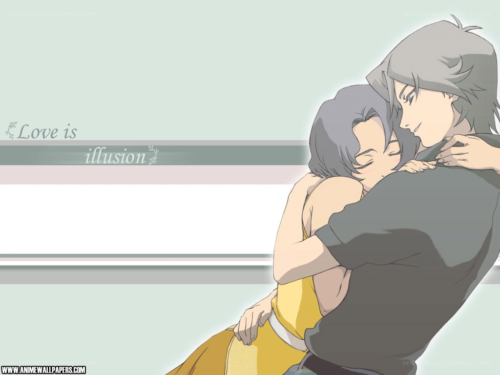 anime couple hugging