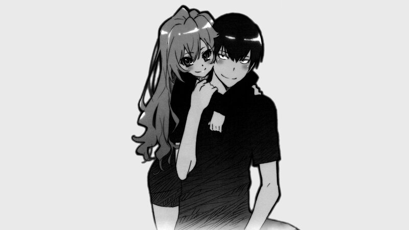 Anime Couple Hugging — Black, Affectionate