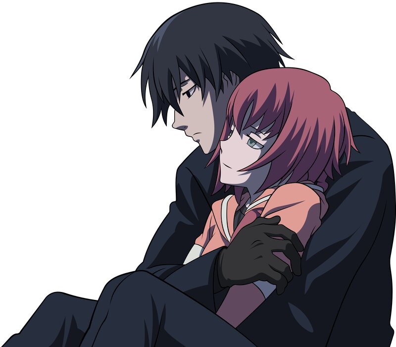 Anime Couple Hugging — Black, Calm, Hug