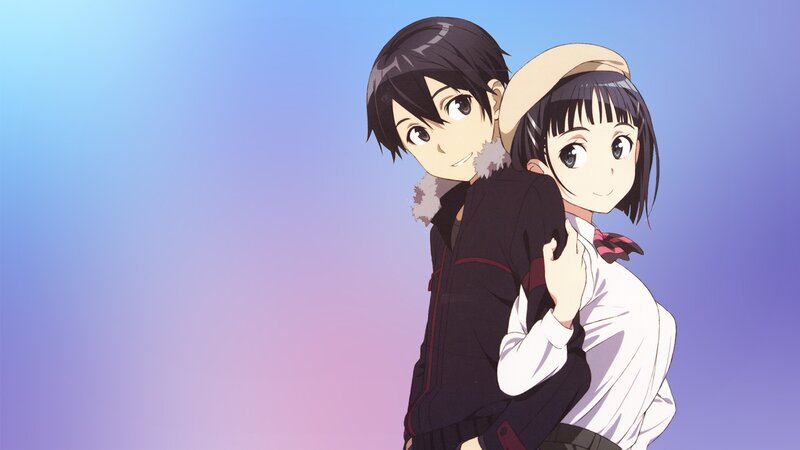 Anime Couple Hugging — Blue, Calm, Boy