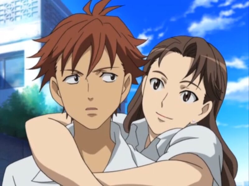 Anime Couple Hugging — Blue, Calm