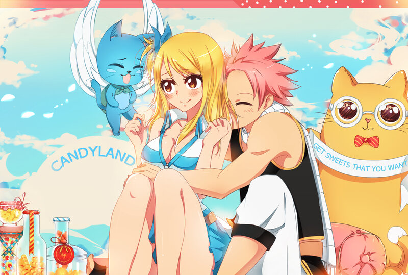 Anime Couple Hugging — Blue, Playful