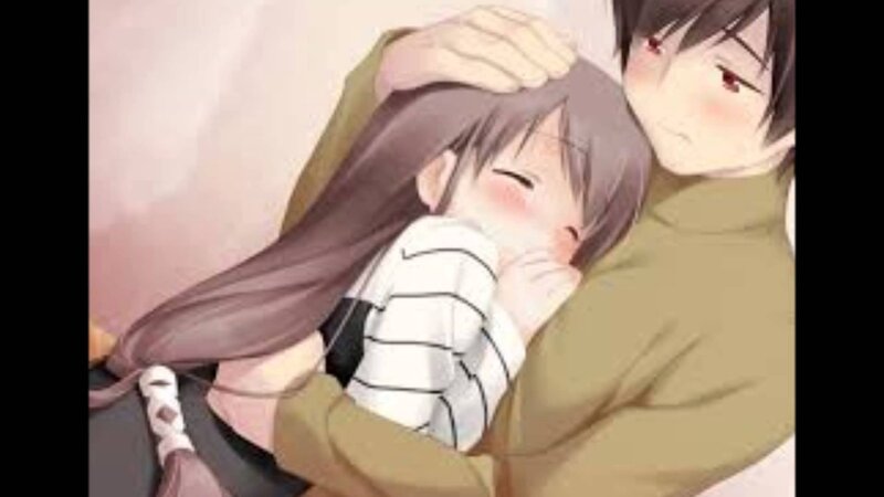 Anime Couple Hugging — Brown, Affectionate