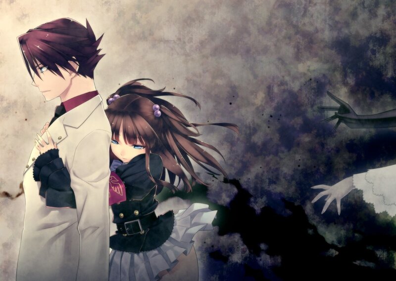 Anime Couple Hugging — Brown, Dramatic, Ghost Hands