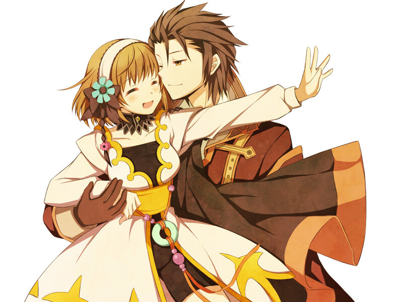 Anime Couple Hugging — Brown, Happy