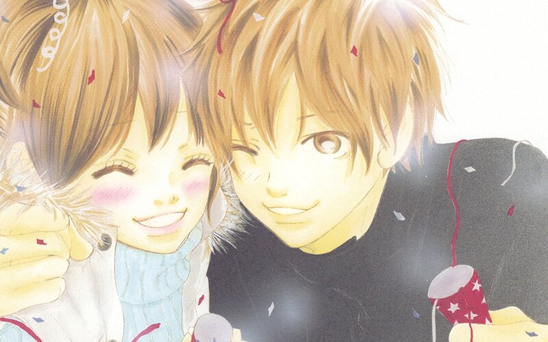 Anime Couple Hugging — Brown, Joyful