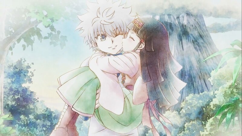 Anime Couple Hugging — Green, Serene