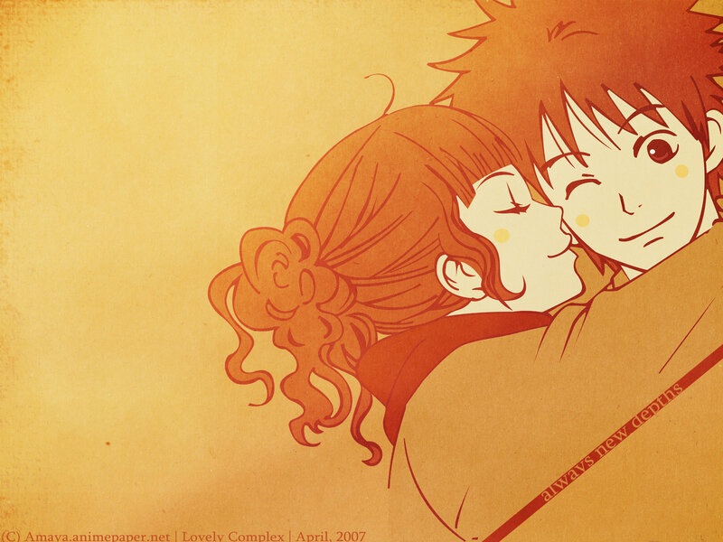 Anime Couple Hugging — Orange
