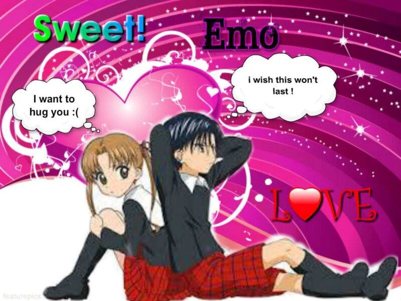 Anime Couple Hugging — Pink, Romantic, Heart