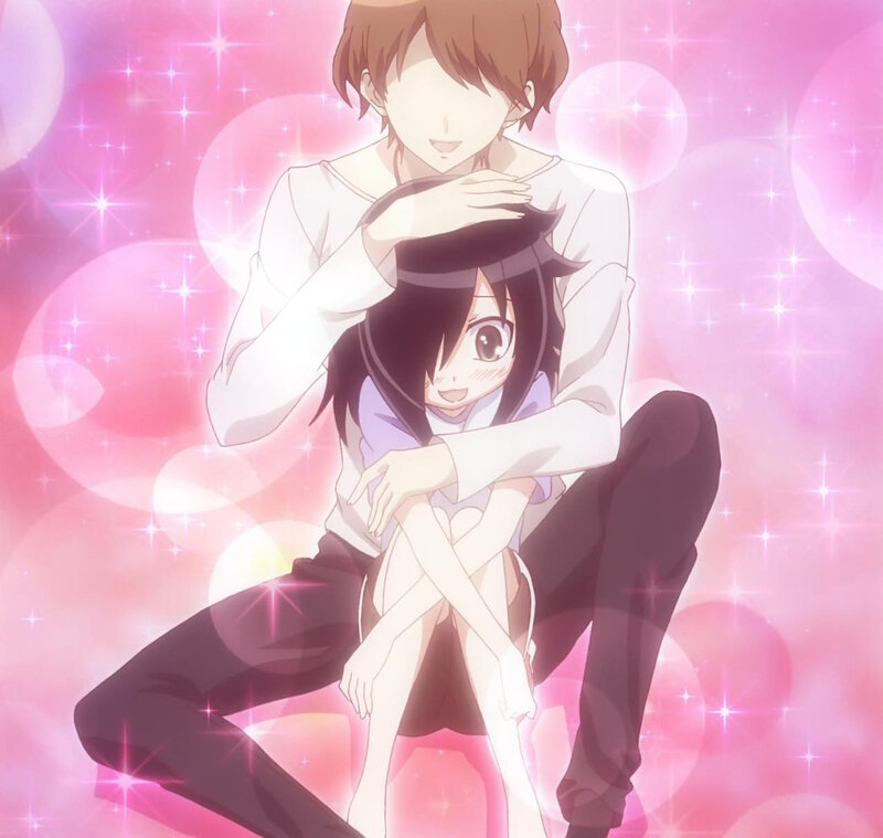 Anime Couple Hugging — Pink, Romantic, Hug