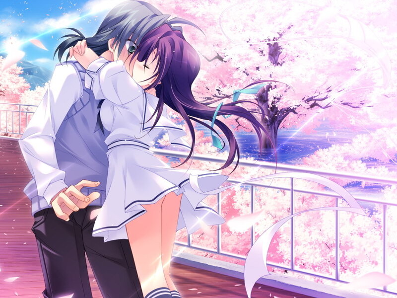 Anime Couple Hugging — Pink, Romantic
