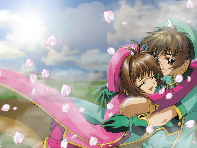 Anime Couple Hugging — Pink, Serene