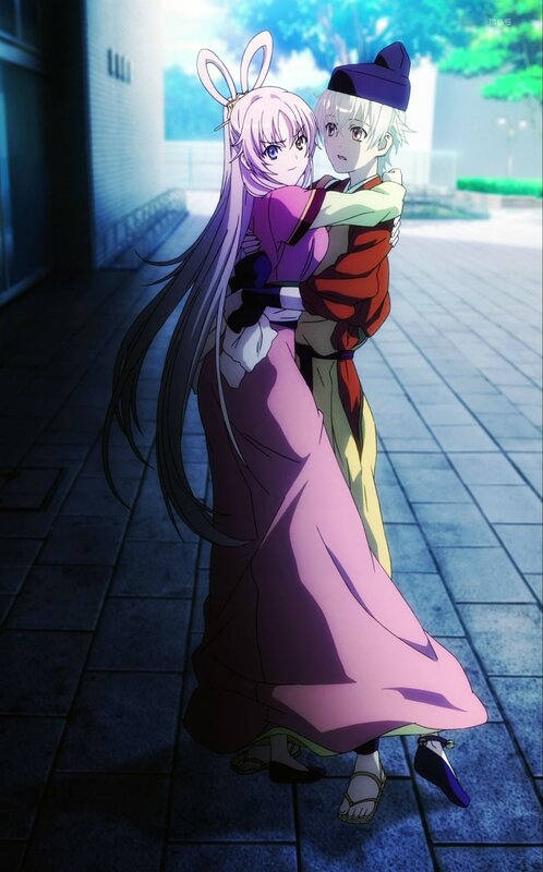 Anime Couple Hugging — Purple, Dramatic, Afternoon