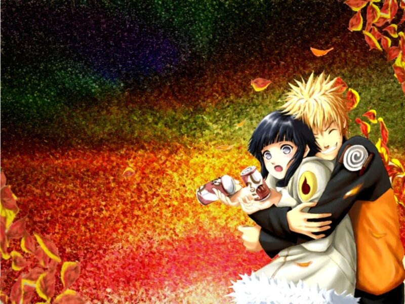 Anime Couple Hugging — Red, Warm
