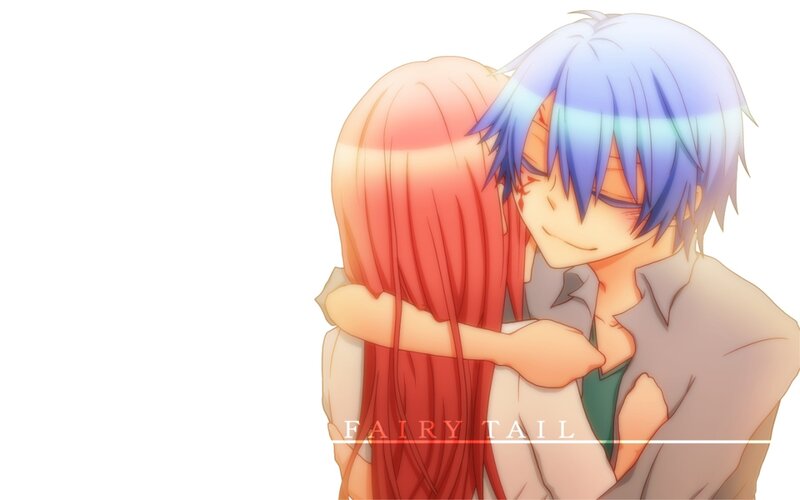 Anime Couple Hugging — White, Affectionate, Hug