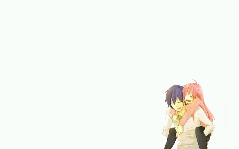 Anime Couple Hugging — White, Calm, Boy