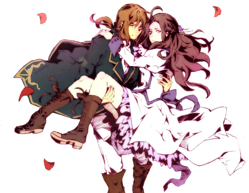 Anime Couple Hugging — White, Dramatic
