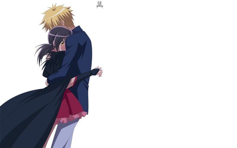 Anime Couple Hugging — White, Intimate, Hug