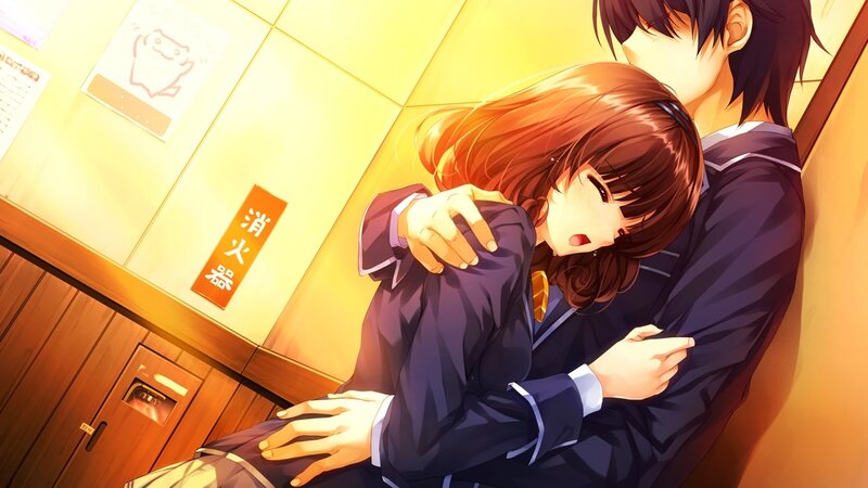 Anime Couple Hugging — Yellow