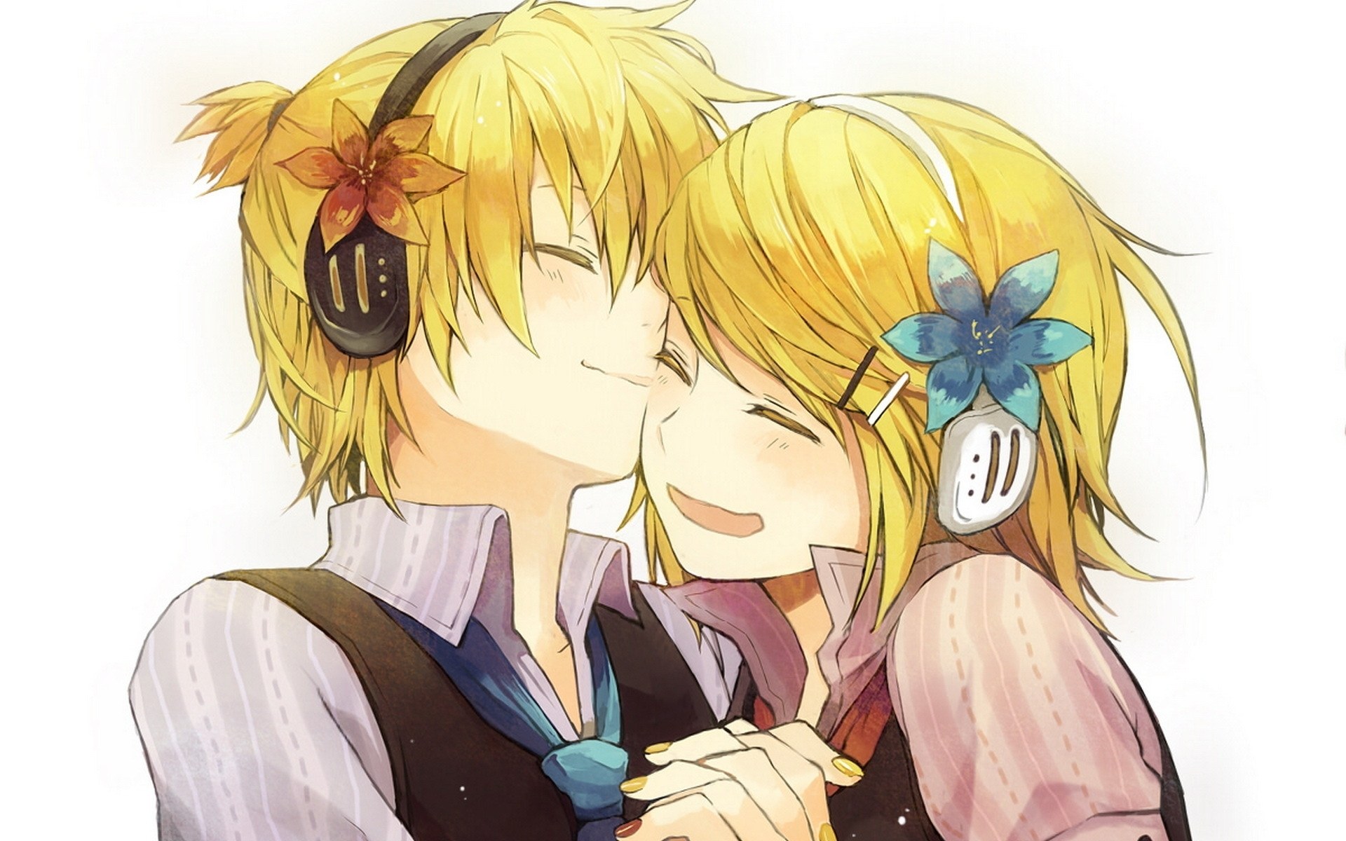 Anime couple hugging