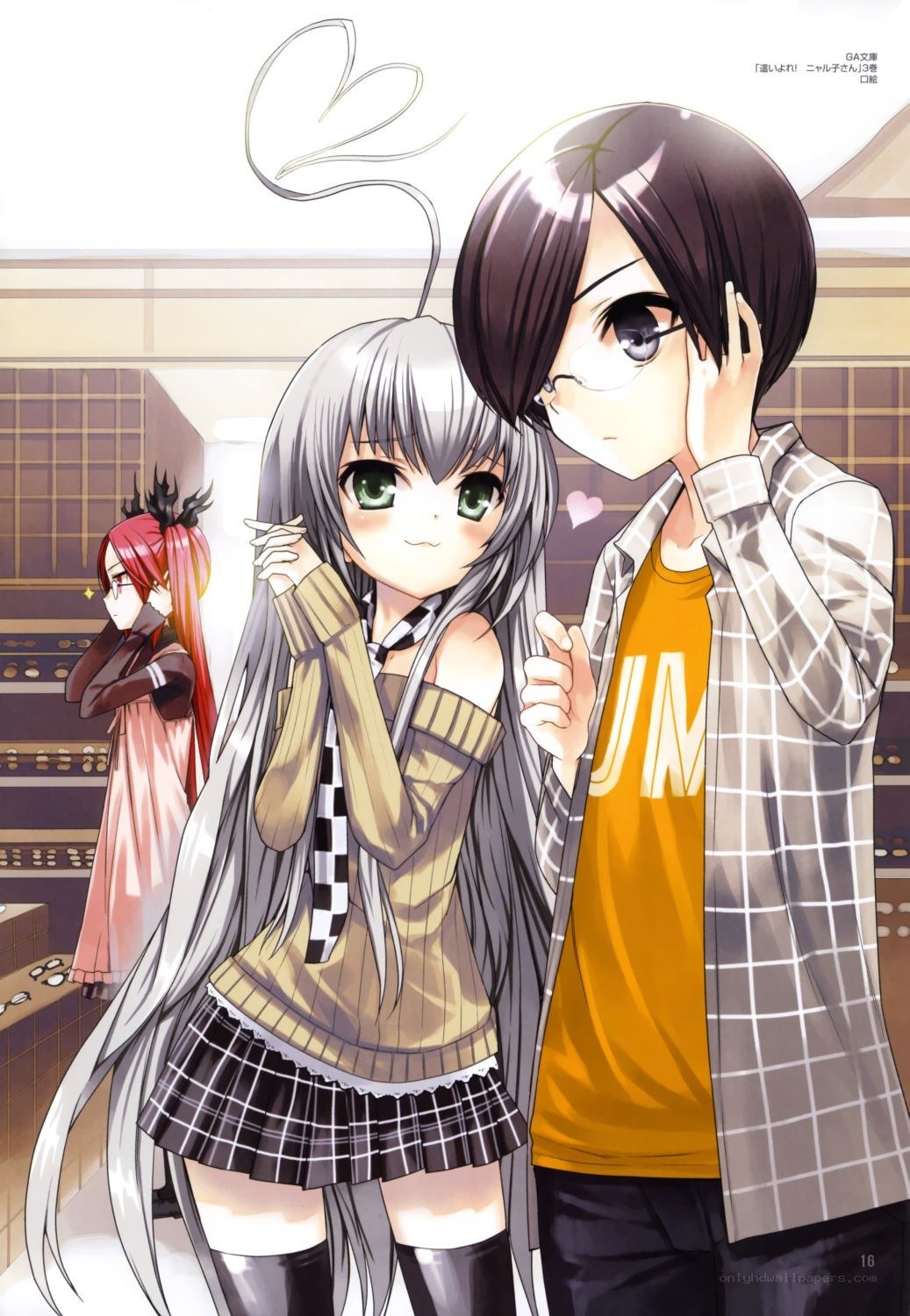 Anime couple in a cafe