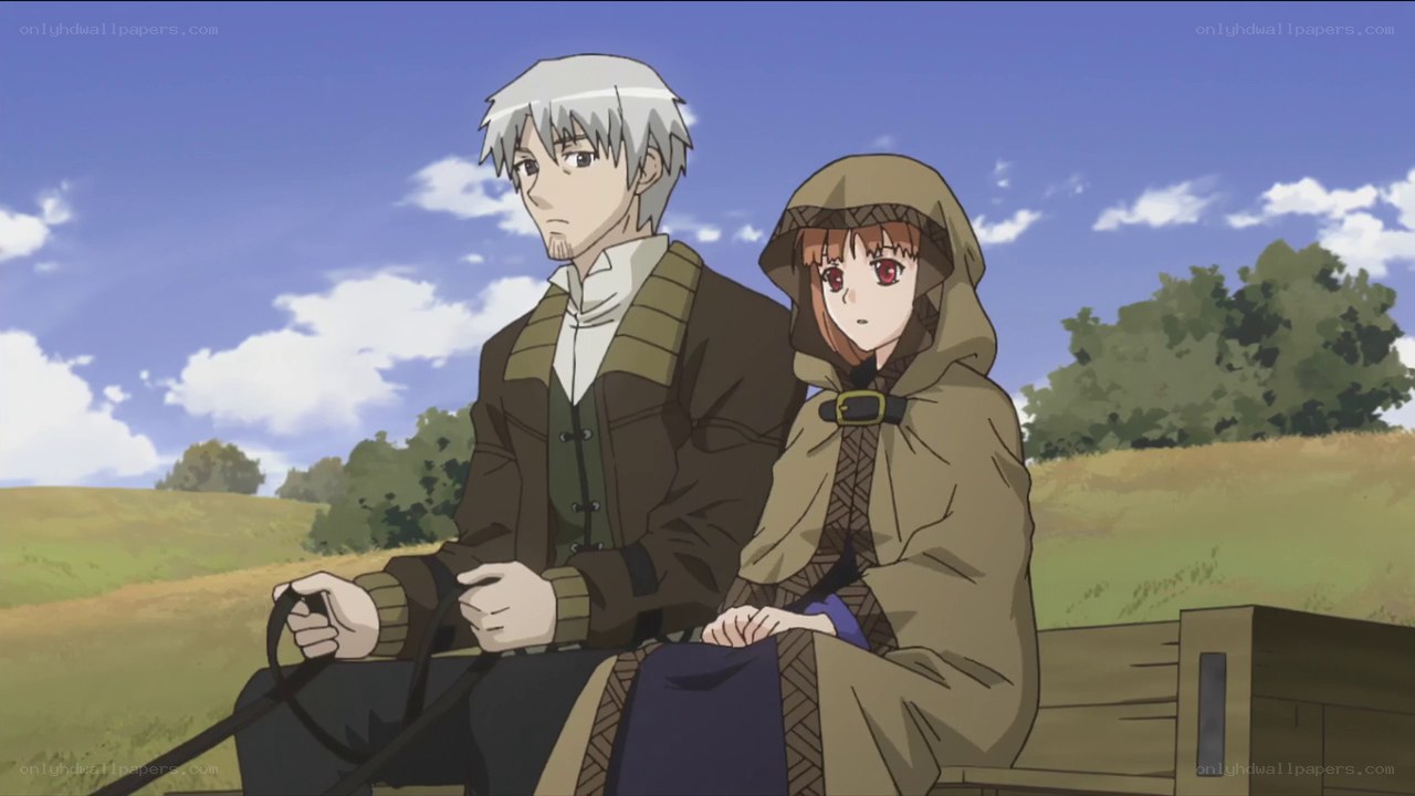Anime couple in a carriage