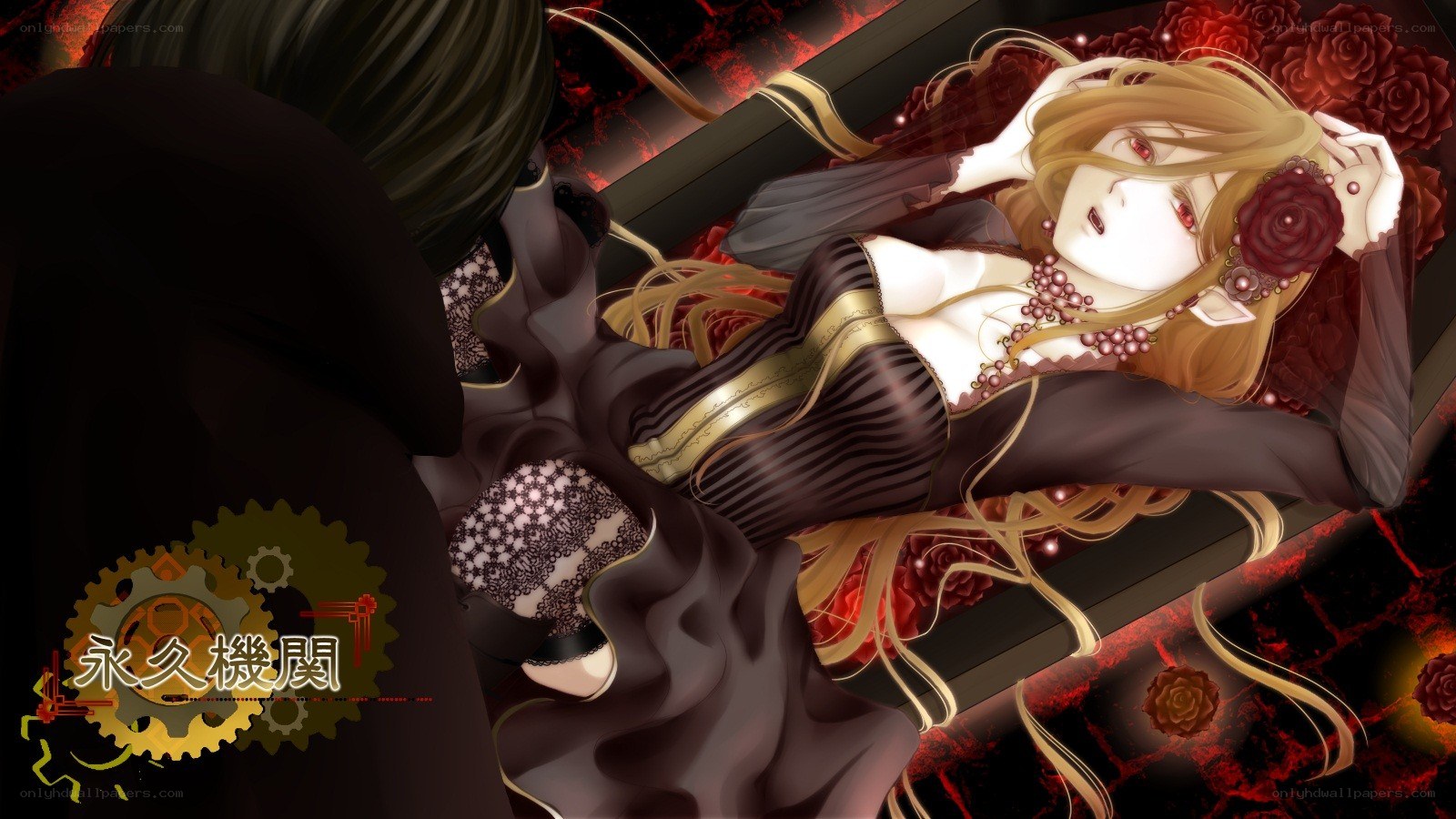 Anime couple in a coffin