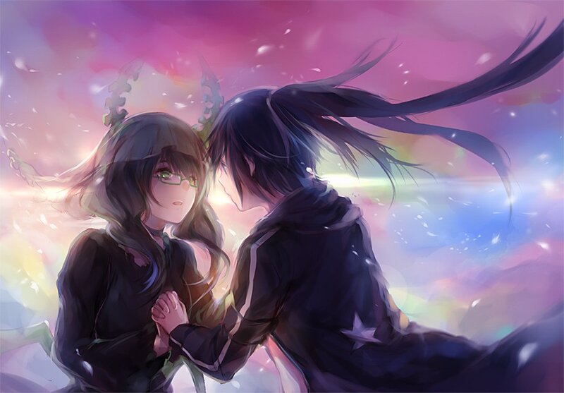 Anime couple in a dreamy embrace