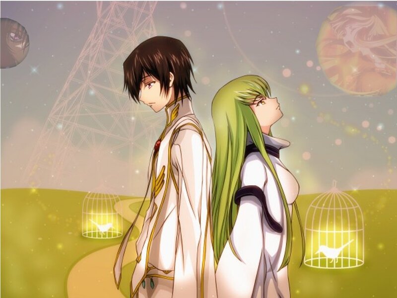 anime couple in a dreamy landscape