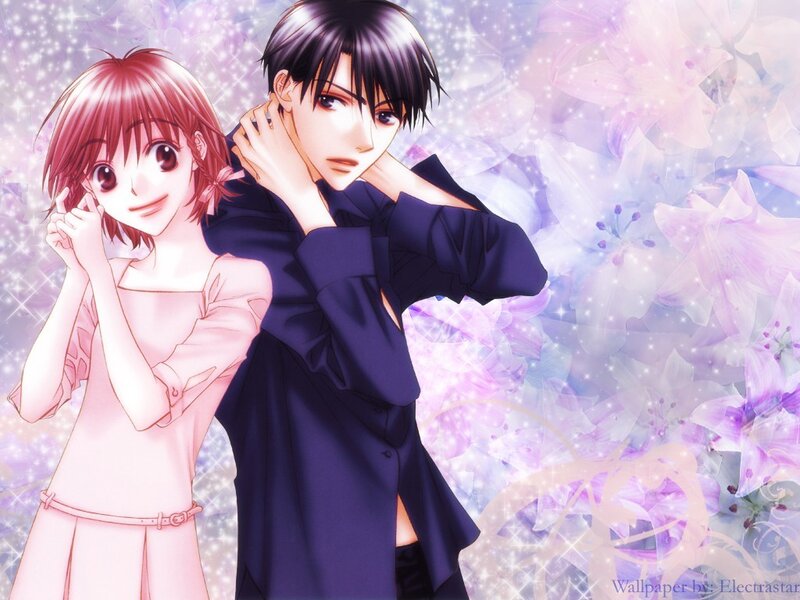 Anime couple in a dreamy setting