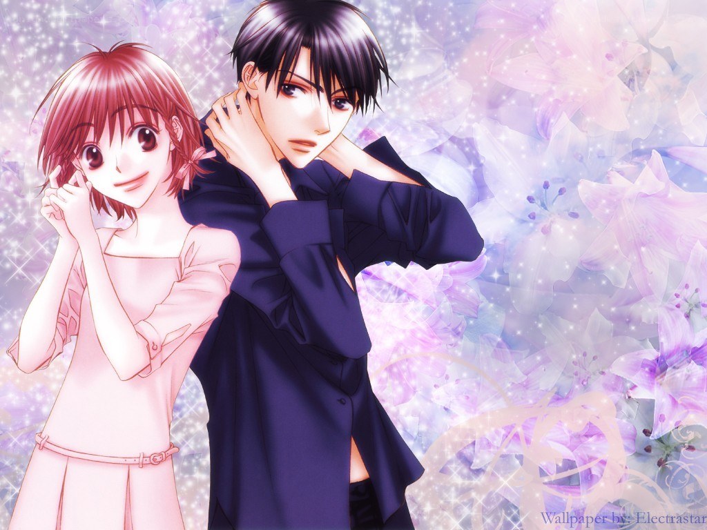 Anime couple in a dreamy setting