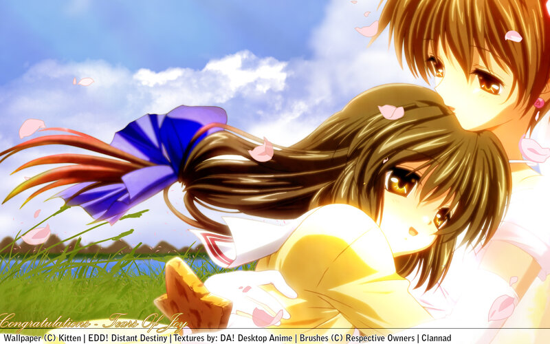 Anime couple in a field