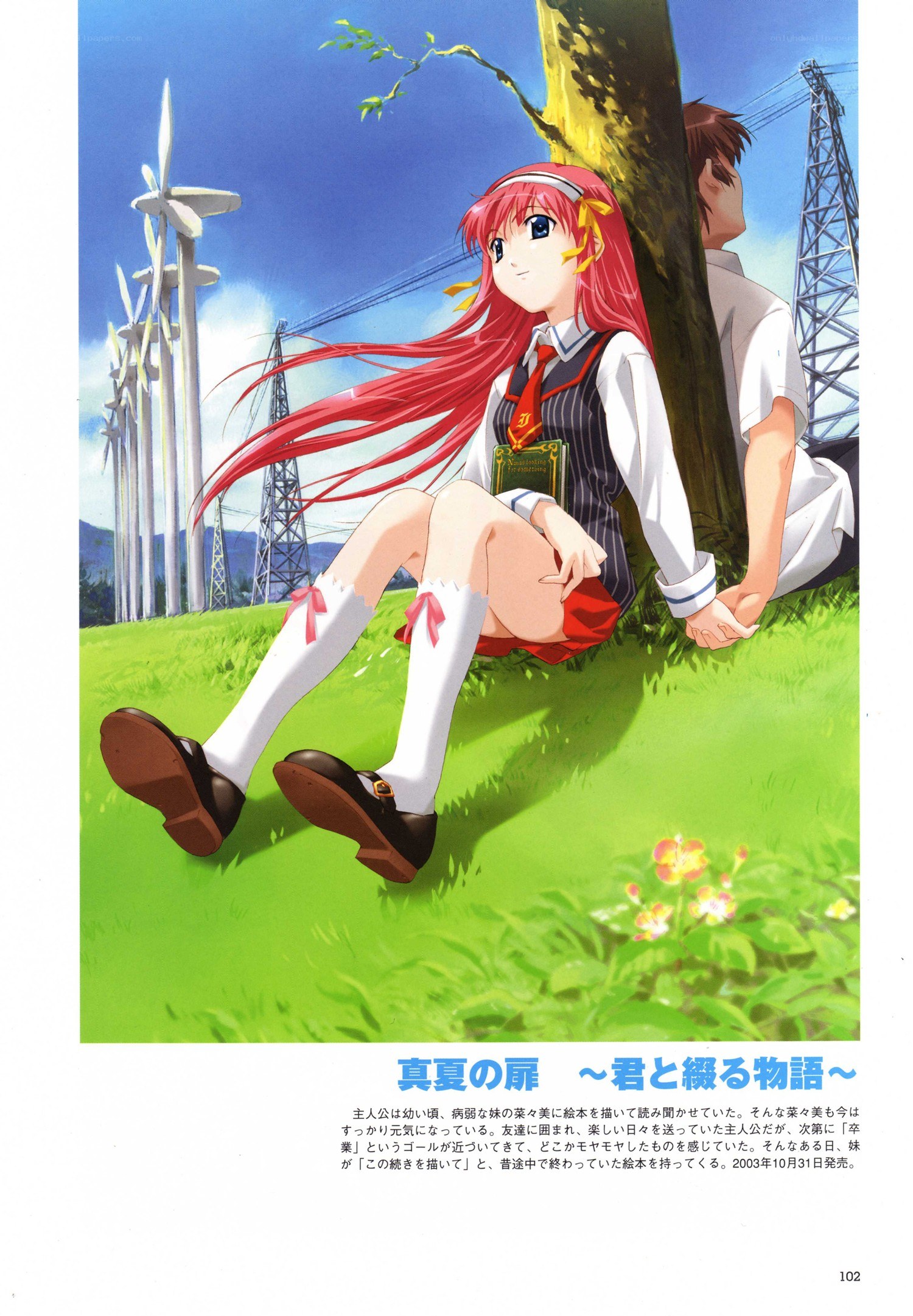 Anime couple in a field