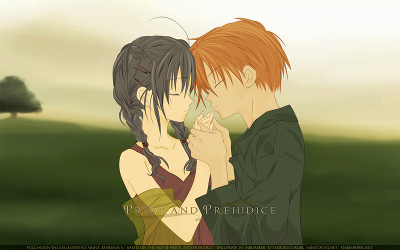 Anime couple in a field