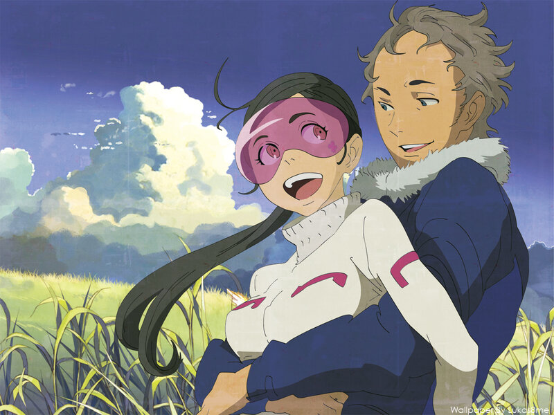 Anime couple in a field