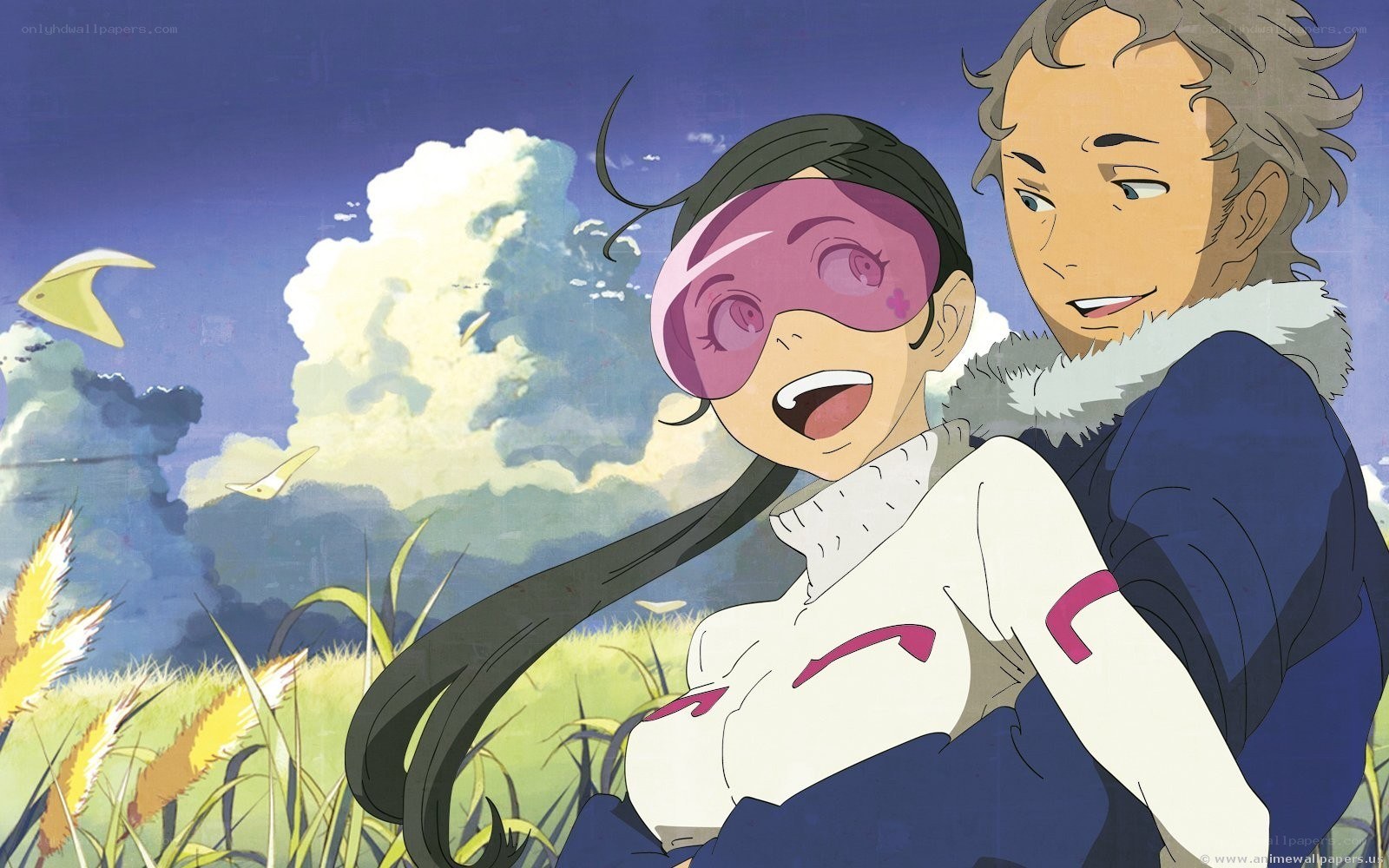 Anime couple in a field