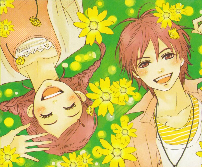 Anime couple in a field of flowers