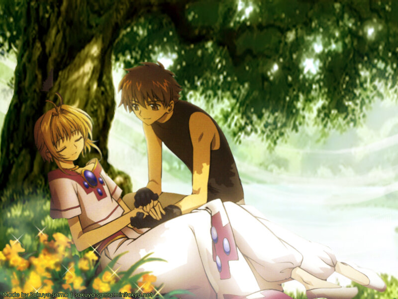 Anime couple in a forest