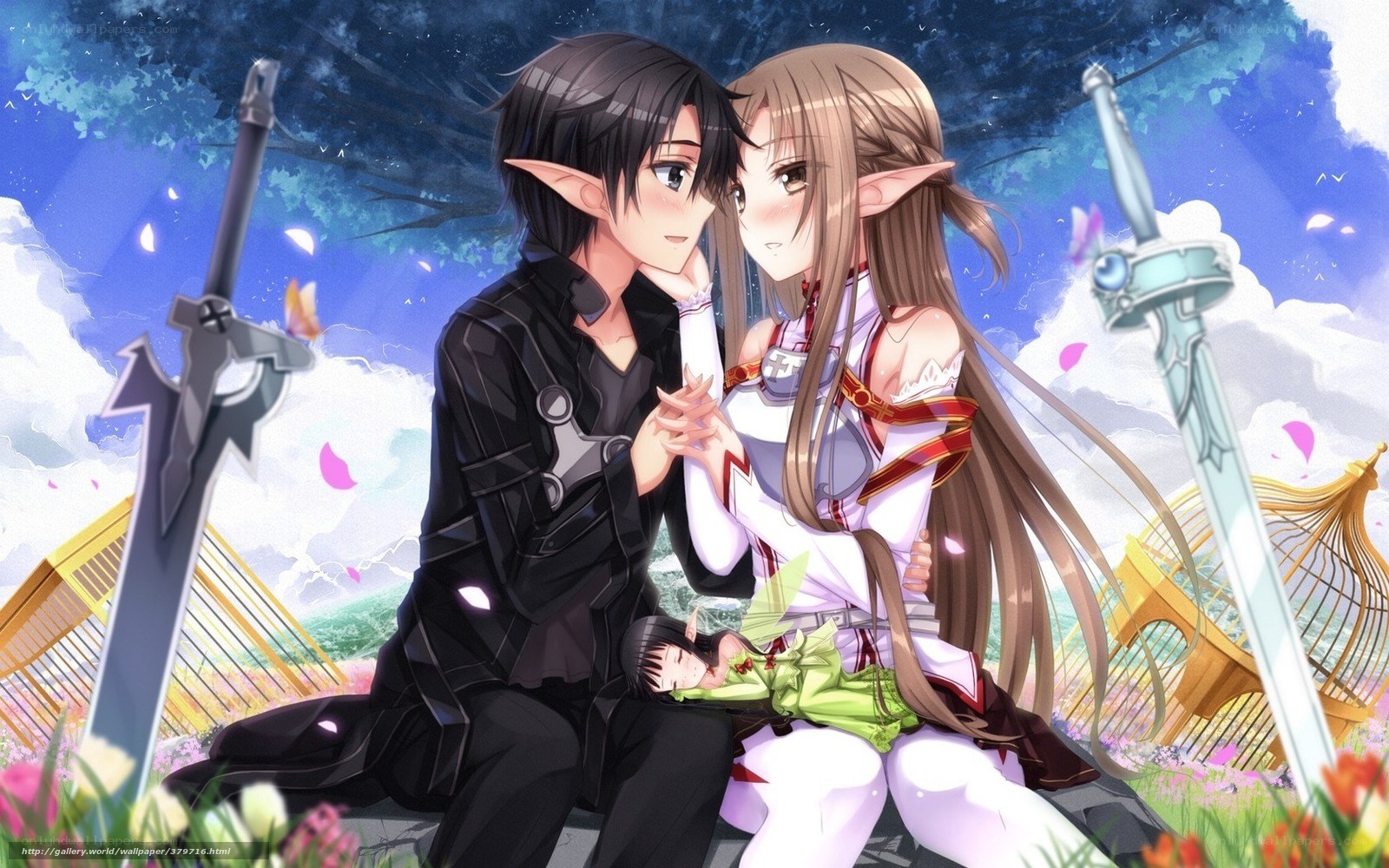 anime couple in a garden