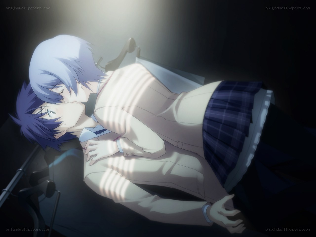 anime couple in a kiss